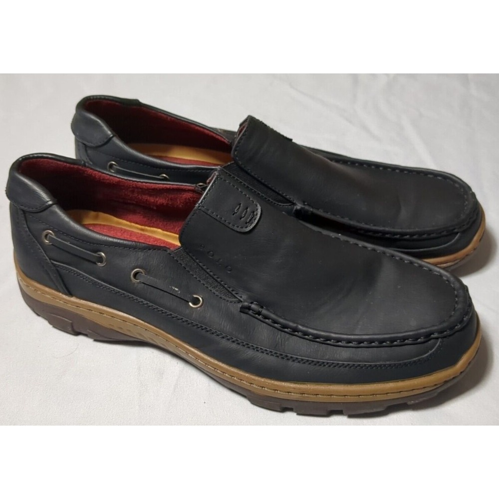 SOLO FRED 100 Men Size 13 Black Faux Leather Slip-On Casual Shoes